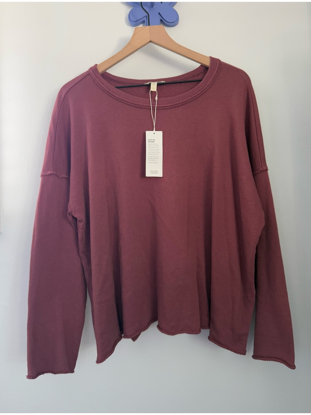 Eileen Fisher Large Round Neck Sweatshirt Organic Cotton Light Brick Red Relaxed